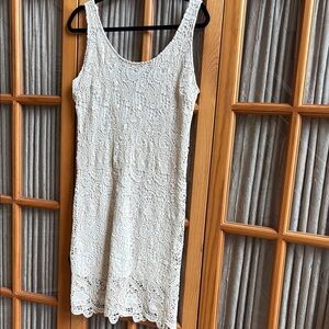 bobi Cream Lace Detail mini dress